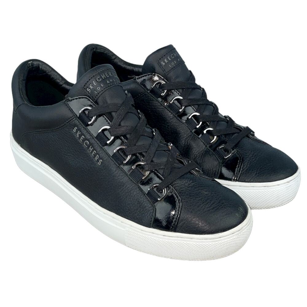 Skechers Street Los Angeles Rise Fit Leather Black Lace Up Sneaker